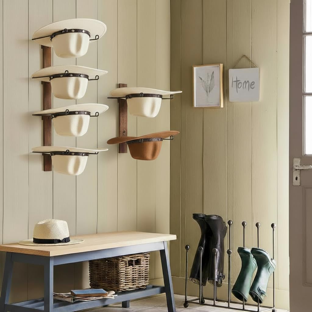 Vintage Rustic Wooden Hat Rack