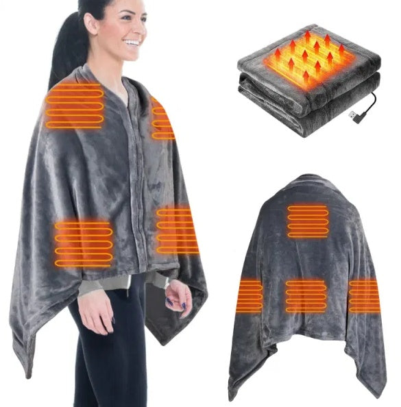 Portable USB Heated Poncho Blanket