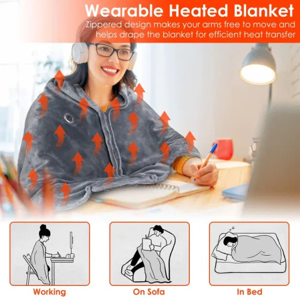 Portable USB Heated Poncho Blanket