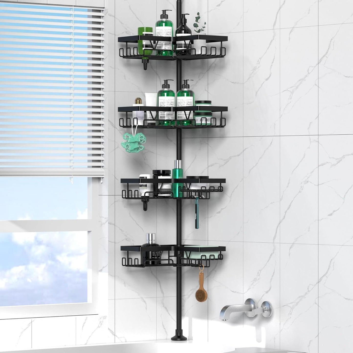 Adjustable No-Drill Bathroom Storage Rack