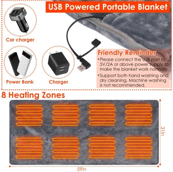 Portable USB Heated Poncho Blanket