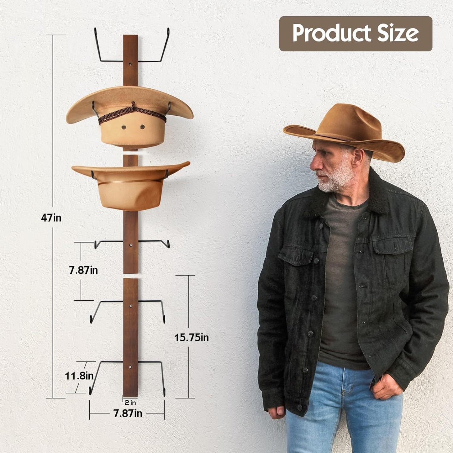 Vintage Rustic Wooden Hat Rack