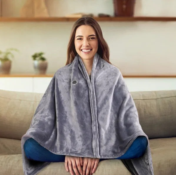 Portable USB Heated Poncho Blanket