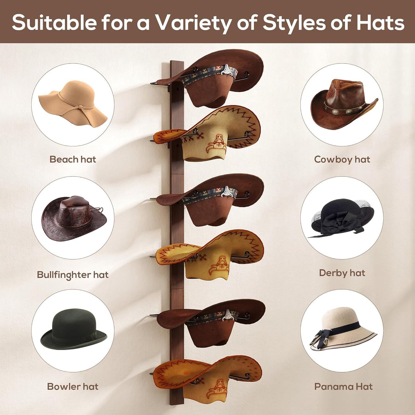 Vintage Rustic Wooden Hat Rack