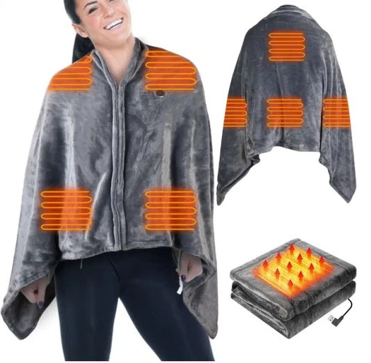Portable USB Heated Poncho Blanket