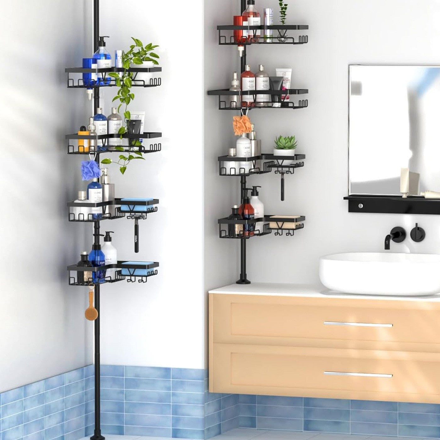 Adjustable No-Drill Bathroom Storage Rack